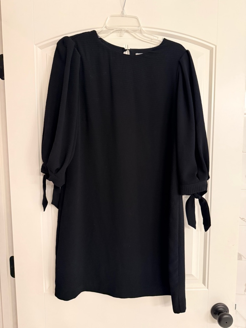 H&M Black Puff-Sleeve Mini Dress with Tie Cuffs